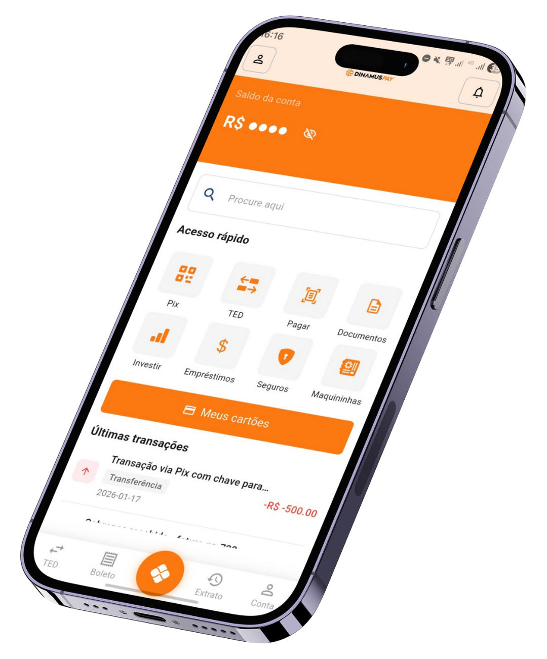 Dashboard financeiro DinamusPay